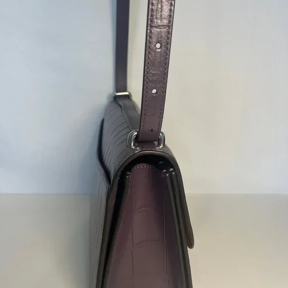 Coach Large Morgan Square Crossbody – Silver/Amethyst Croc Embossed Leather - Picture 3 of 10